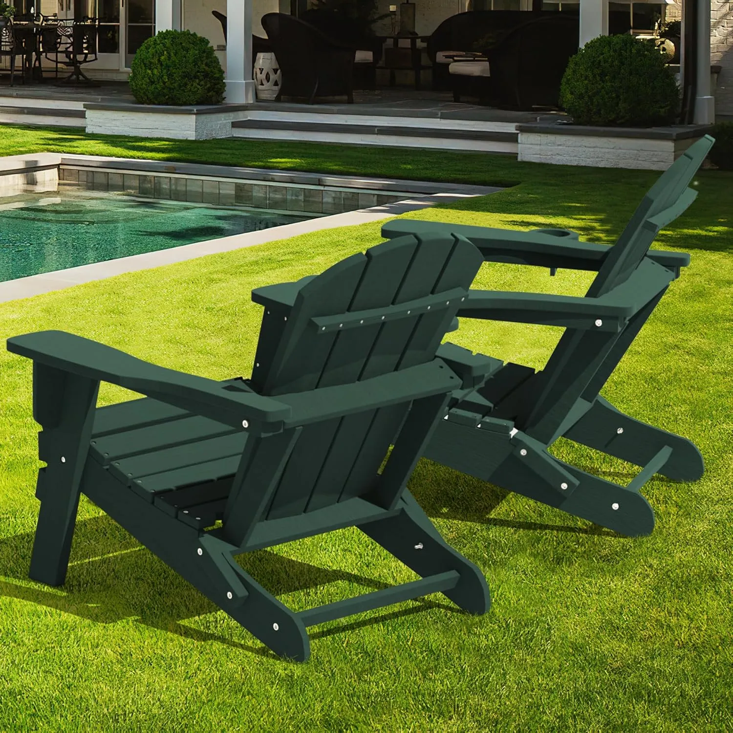 LOUNZY Folding Adirondack Chair, Green