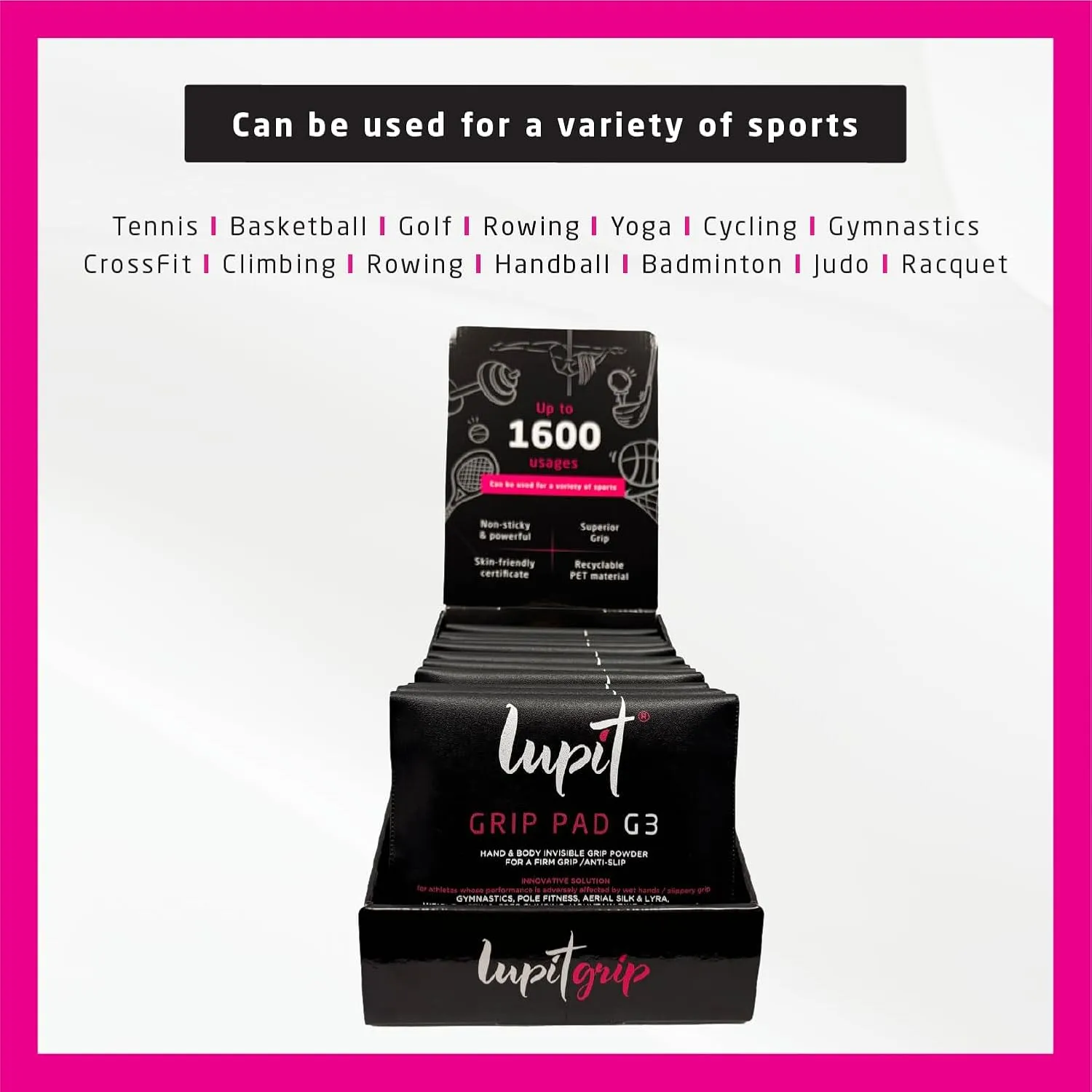 LUPIT Grip, 20 Piece - Multi-Sport Grip Powder & Pole Dance Grip - Hand Grip Lotion and Spray Alternative - 1600 Tabs for Ultimate Grip Control - Suitable for Pole Dancing, Golf, Tenis and Basketball
