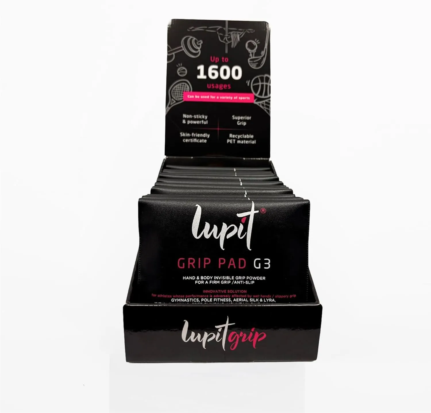 LUPIT Grip, 20 Piece - Multi-Sport Grip Powder & Pole Dance Grip - Hand Grip Lotion and Spray Alternative - 1600 Tabs for Ultimate Grip Control - Suitable for Pole Dancing, Golf, Tenis and Basketball