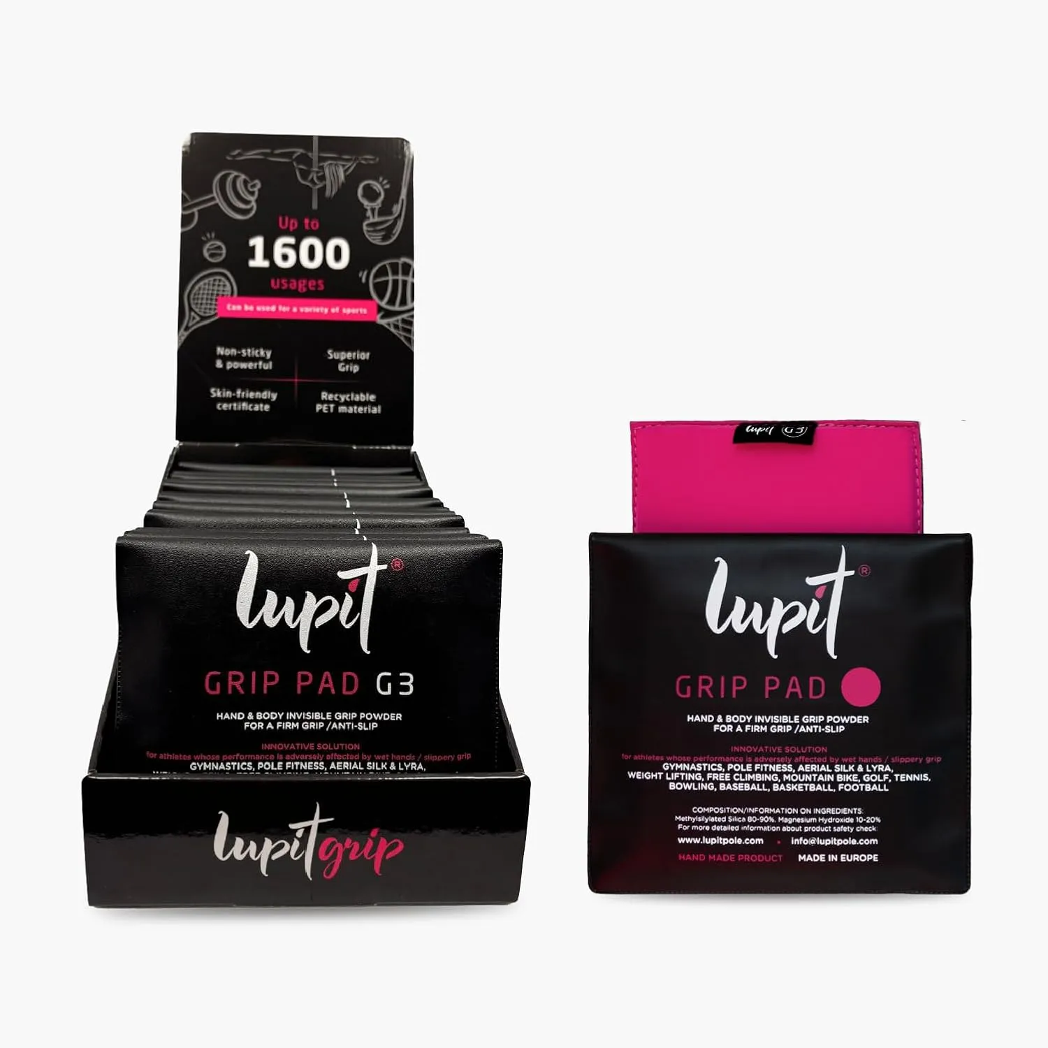 LUPIT Grip, 20 Piece - Multi-Sport Grip Powder & Pole Dance Grip - Hand Grip Lotion and Spray Alternative - 1600 Tabs for Ultimate Grip Control - Suitable for Pole Dancing, Golf, Tenis and Basketball