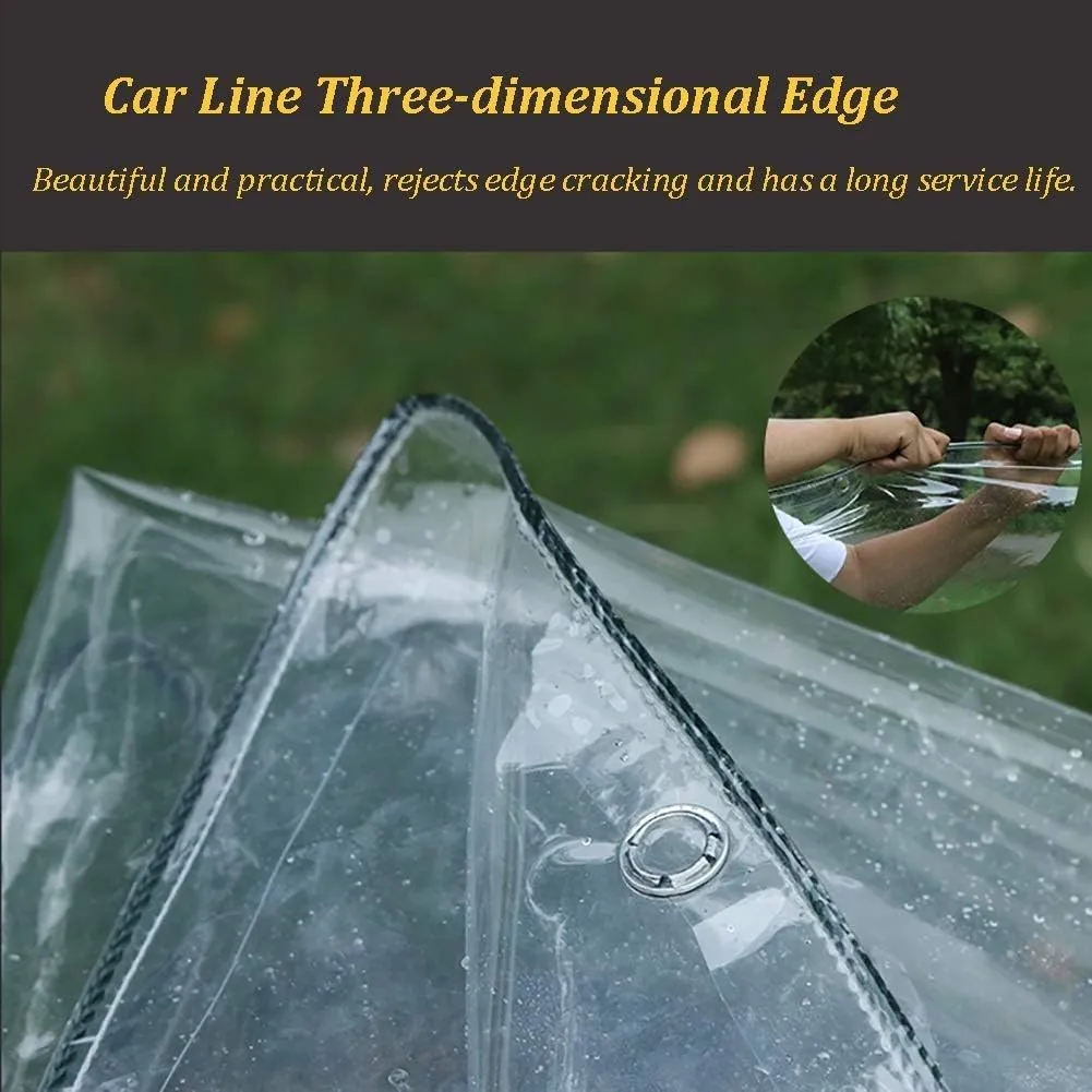 LXB Outdoor Multipurpose Tarpaulin-Tarpaulin PVC Waterproof Transparent Rainproof Cloth W/Reinforced Edges Eyelets for Sun Room/Balcony/Window/Garden,1Mx2M