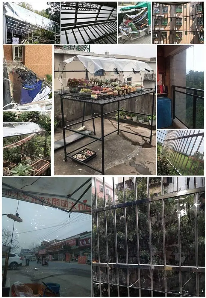LXB Outdoor Multipurpose Tarpaulin-Tarpaulin PVC Waterproof Transparent Rainproof Cloth W/Reinforced Edges Eyelets for Sun Room/Balcony/Window/Garden,1Mx2M