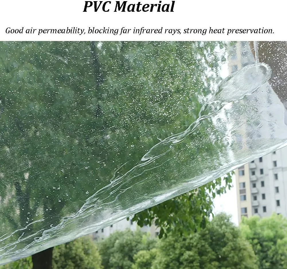 LXB Outdoor Multipurpose Tarpaulin-Tarpaulin PVC Waterproof Transparent Rainproof Cloth W/Reinforced Edges Eyelets for Sun Room/Balcony/Window/Garden,1Mx2M