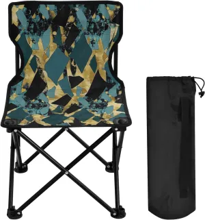 Mandala Colorful Flower Pattern Portable Outdoor Folding Chair Anti-Slip Padded Oxford Cloth Stool Camping Chair Small for Beach Hiking Fishing Gardening Quad Camp Chair