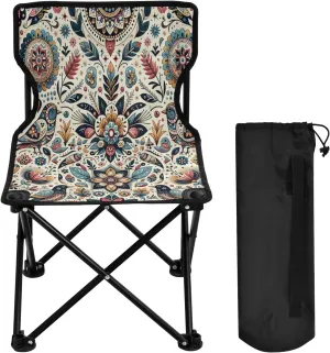 Mandala Pattern Portable Outdoor Folding Chair Anti-Slip Padded Oxford Cloth Stool Camping Chair Small for Beach Hiking Fishing Gardening Quad Camp Chair