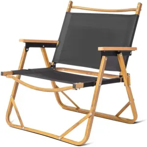 Medium Folding Chair, Portable Patio Chair, Lightweight Camping Chair with Aluminum Frame & 600D Oxford Fabric, Outdoor Lawn Chair Beach Chair, for Hiking,Fishing,Garden,Backyard,Black