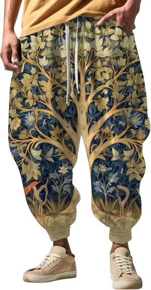 Mens Harem Pants Loose Waist Casual Hippie Pants Sweatpants Mens Hip Hop Harem Pants Martial Arts Pants Kung Fu