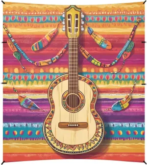 Mexican Cinco De Mayo Necklaces Guitar Foldable Beach Tent UPF50 Lightweight Portable Sunshade Includes Sand Shovel, Sandbags, Stability Poles for Family Trips, Picnics & Camping
