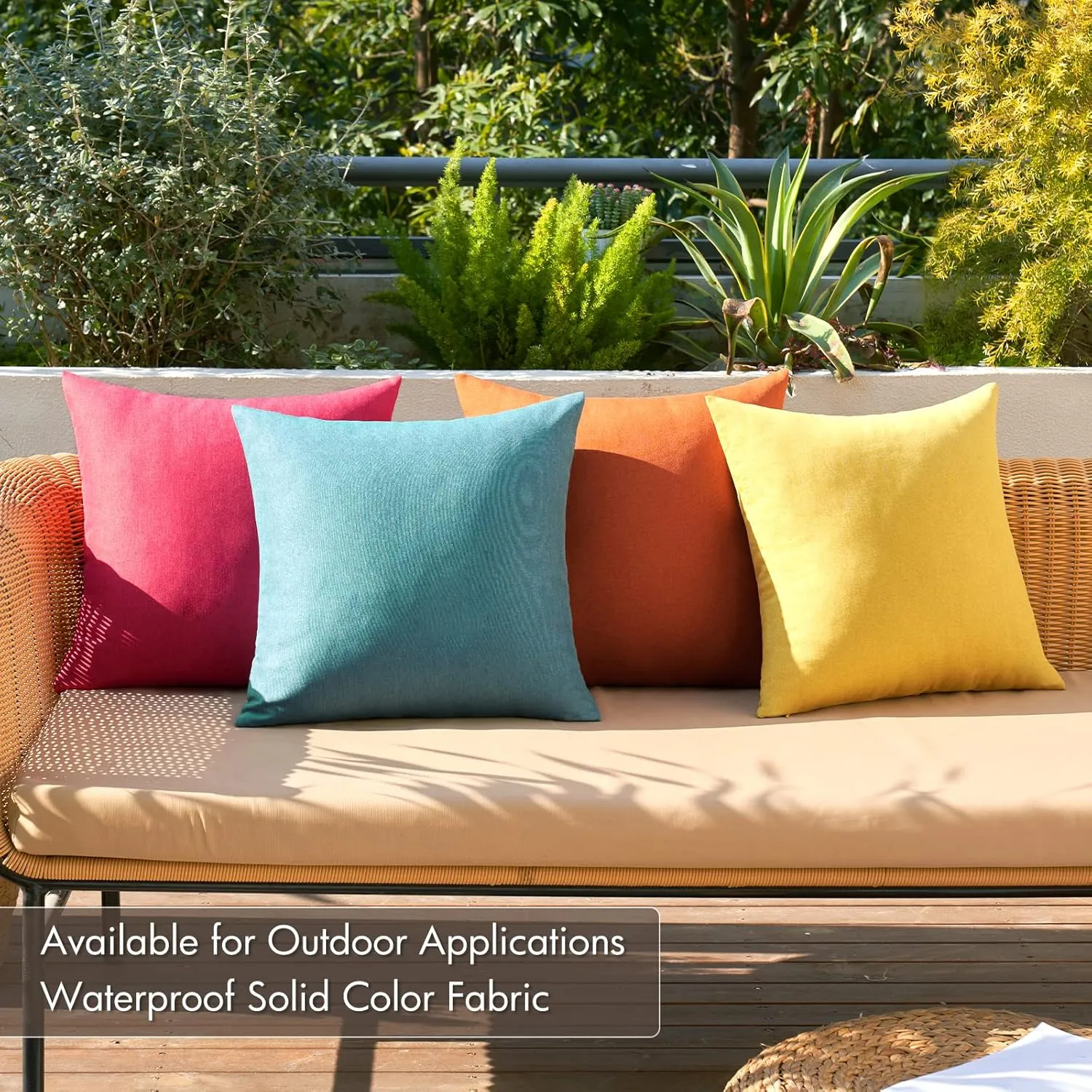 MIULEE Pack of 4 Decorative Outdoor Throw Pillow Covers Linen Waterproof Pillow Covers Farmhouse Cushion Cases for Patio Garden Tent Balcony Couch Sofa18x18 inch Red/Turquoise