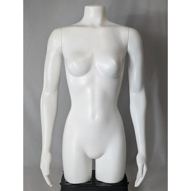 MN-SW449BASE Female 3/4 Upper Torso Mannequin Dress Form with Arms and Base