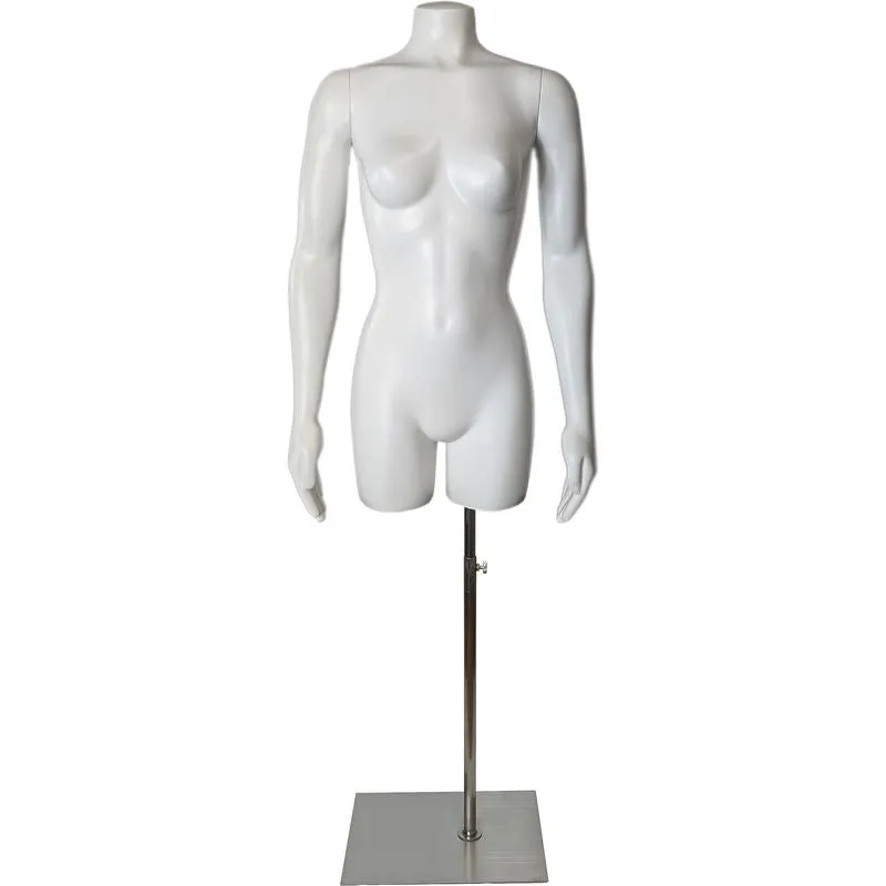 MN-SW449BASE Female 3/4 Upper Torso Mannequin Dress Form with Arms and Base