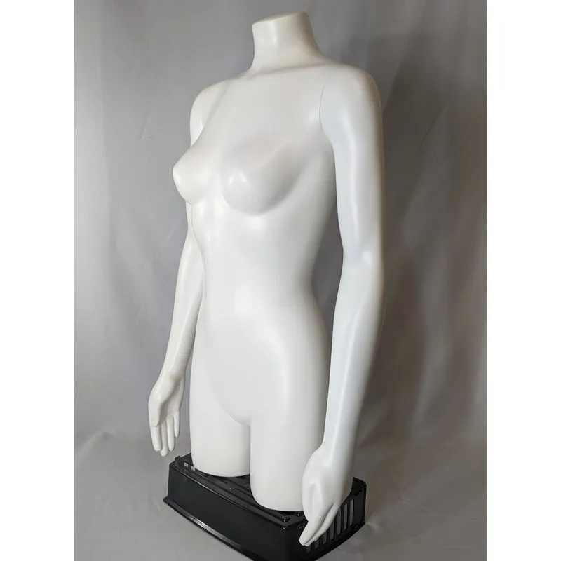 MN-SW449BASE Female 3/4 Upper Torso Mannequin Dress Form with Arms and Base