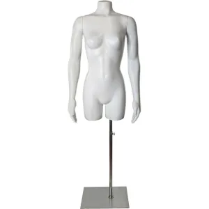 MN-SW449BASE Female 3/4 Upper Torso Mannequin Dress Form with Arms and Base