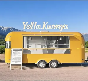 Mobile Kitchen Food Truck Trailer – Outdoor Fast Food Cart Optional with Fryer, Grill, Sink & Full Cooking Equipment for Vending