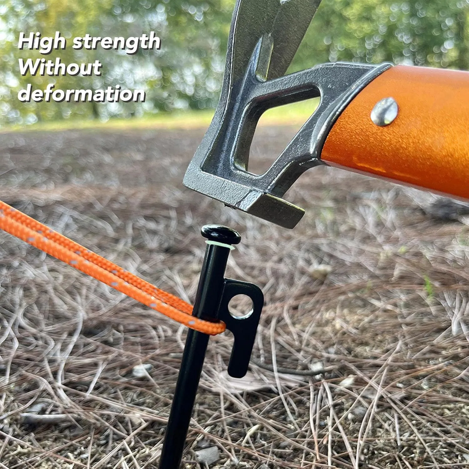Multiuse Tent Camping Stakes 30cm with 4mm Outdoor Guy Lines Tent Cords Lightweight Camping Rope Pegs Bag Canopy Clips Hammer for Hiking Backpacking (Black Orange)