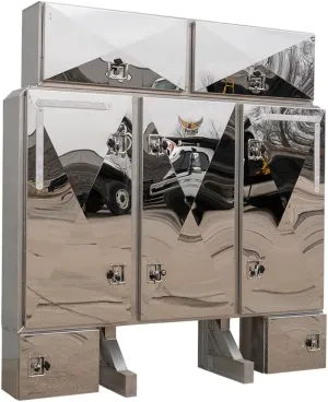 Mytee Products 84" x 80" x 14" Viking Vaulted Aluminum Flatbed Trailer Cab Rack with Mirror Finish 5 Doors & 2 Small Toolboxes - Headache Rack for Semi Trucks for Easy Haul & Store Trailer Equipments