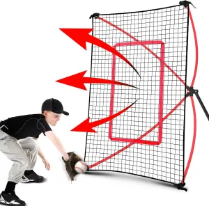 NET PLAYZ PitchBack Portable Baseball Rebound Net, 5ft x 3ft, Quick Set Up, Lightweight, Multi Angle Adjustment, Baseball Training Net, Suitable for Throwing, Pitching & Fielding, Black