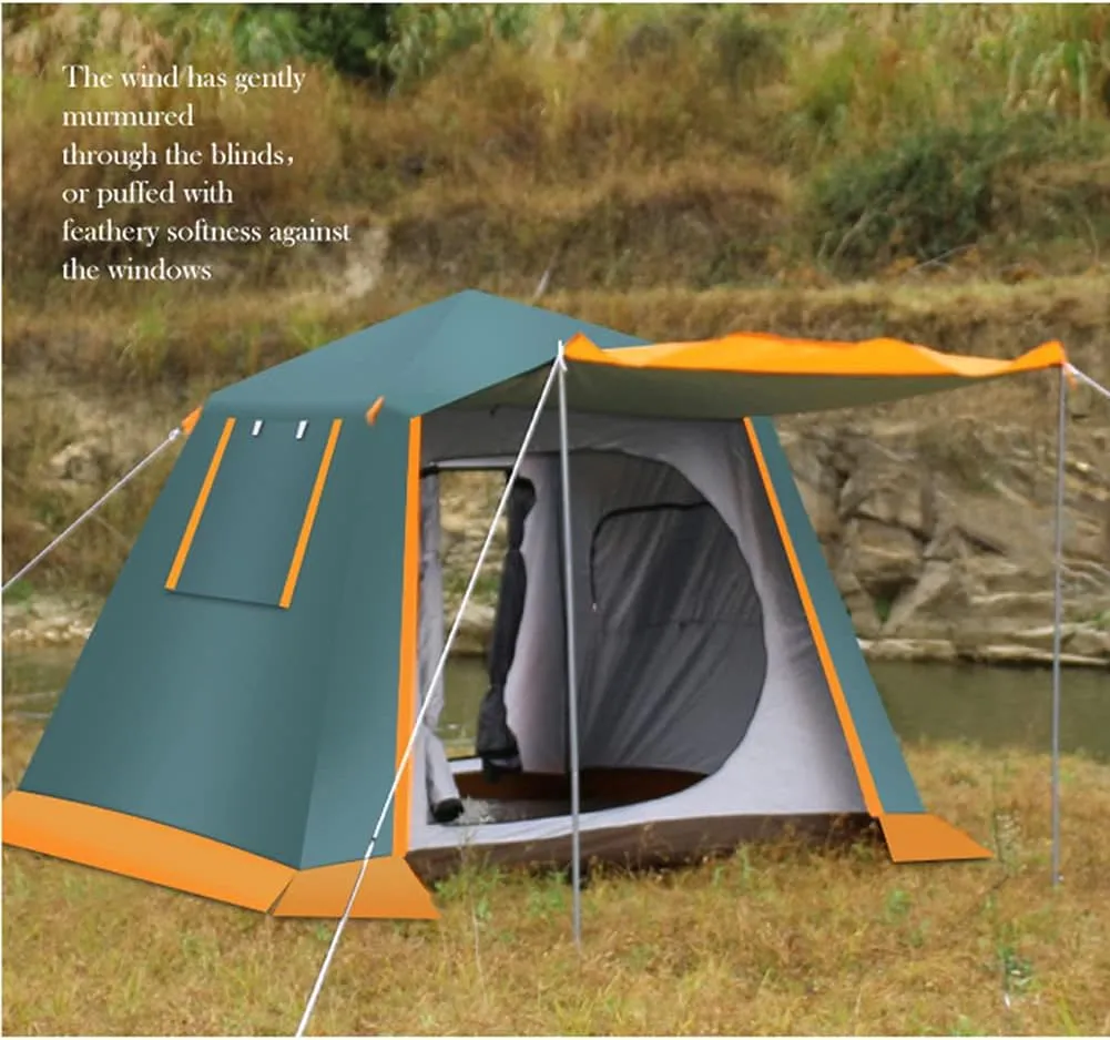 NIEH 3-4 Person Automatic Camping Tent Hydraulic Instant Tent Waterproof Windproof Easy Setup Two Doors Hiking Tent for Camping Outdoor Mountaineering Travel