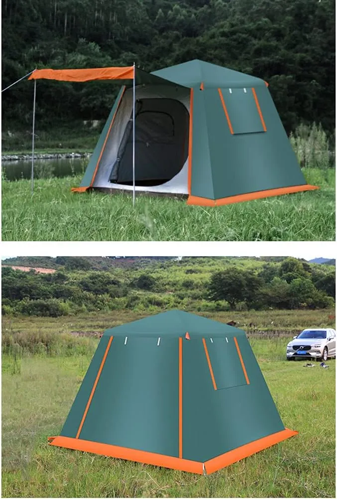 NIEH 3-4 Person Automatic Camping Tent Hydraulic Instant Tent Waterproof Windproof Easy Setup Two Doors Hiking Tent for Camping Outdoor Mountaineering Travel