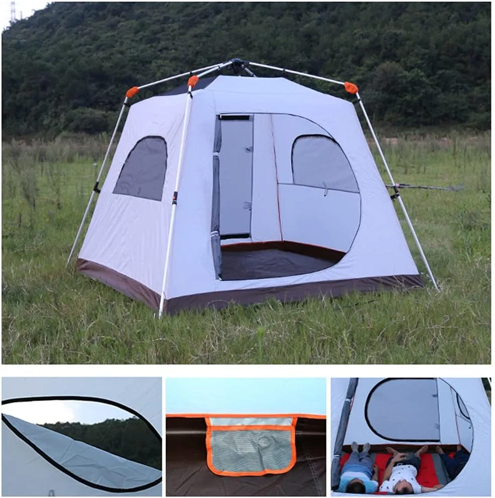 NIEH 3-4 Person Automatic Camping Tent Hydraulic Instant Tent Waterproof Windproof Easy Setup Two Doors Hiking Tent for Camping Outdoor Mountaineering Travel