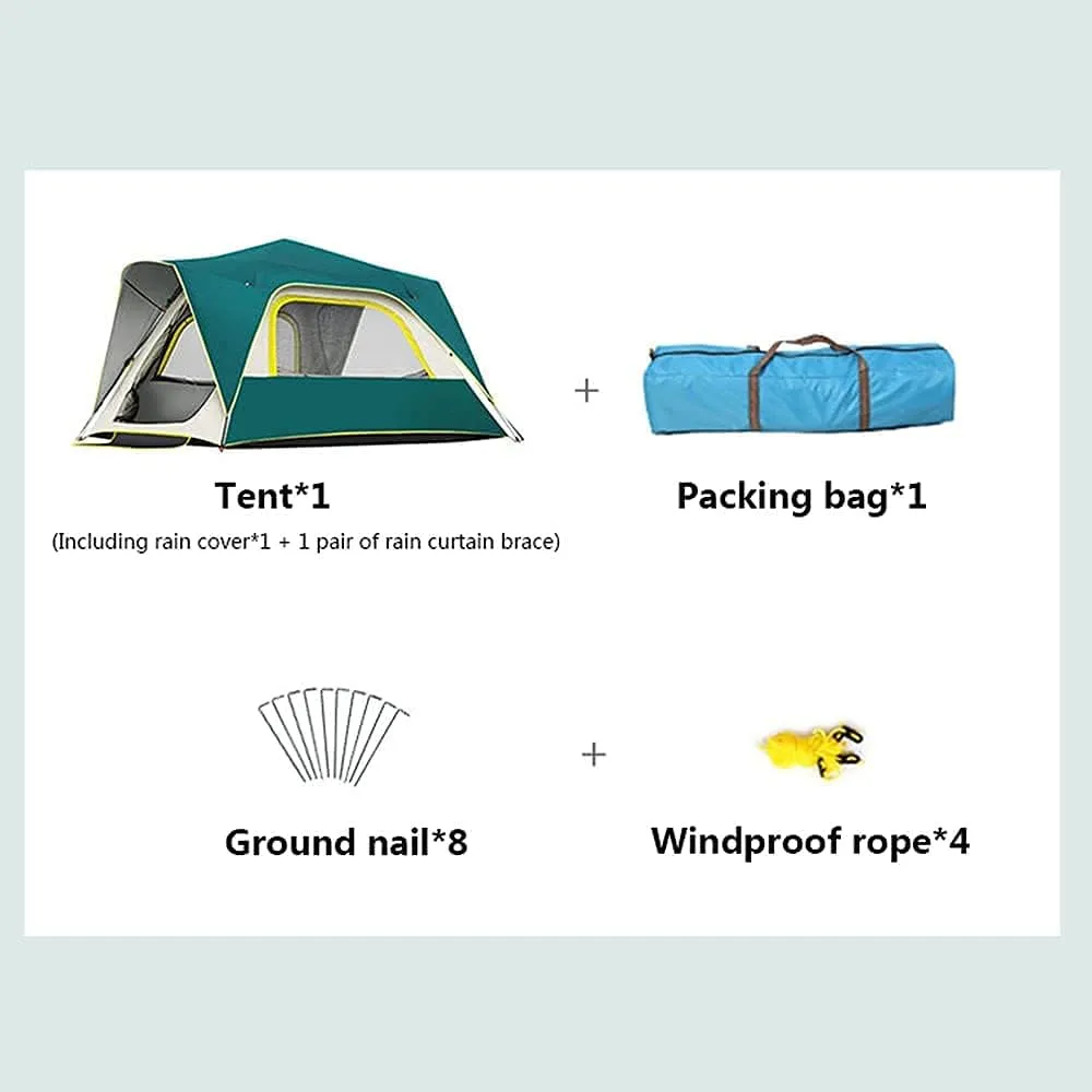 NIEH Tents Instant Pop Up Family Camping for 3-4,5-8 Persons, Dome Waterproof Sun Shelter, Backpacking with Removable Rainfly,PU Fabric