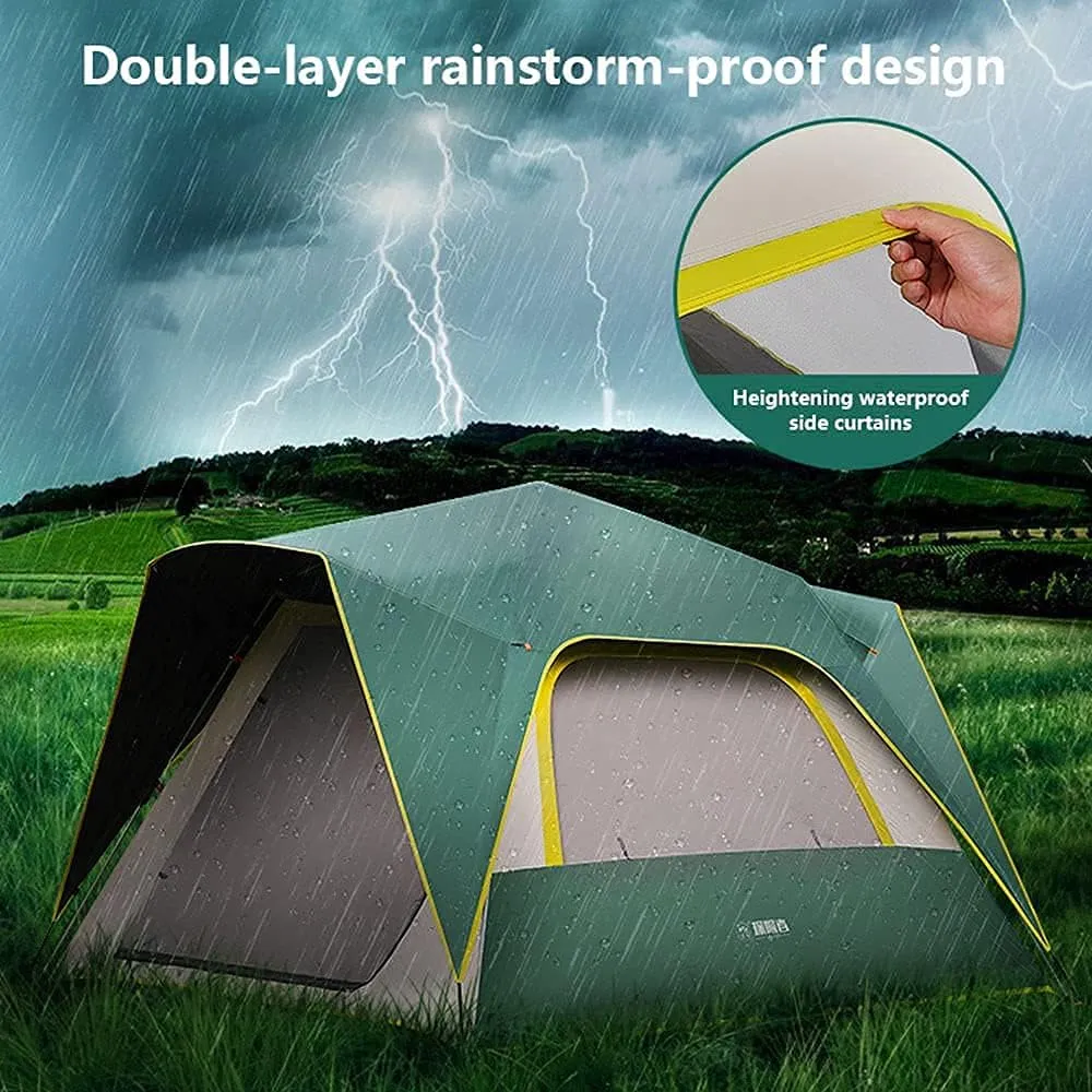 NIEH Tents Instant Pop Up Family Camping for 3-4,5-8 Persons, Dome Waterproof Sun Shelter, Backpacking with Removable Rainfly,PU Fabric