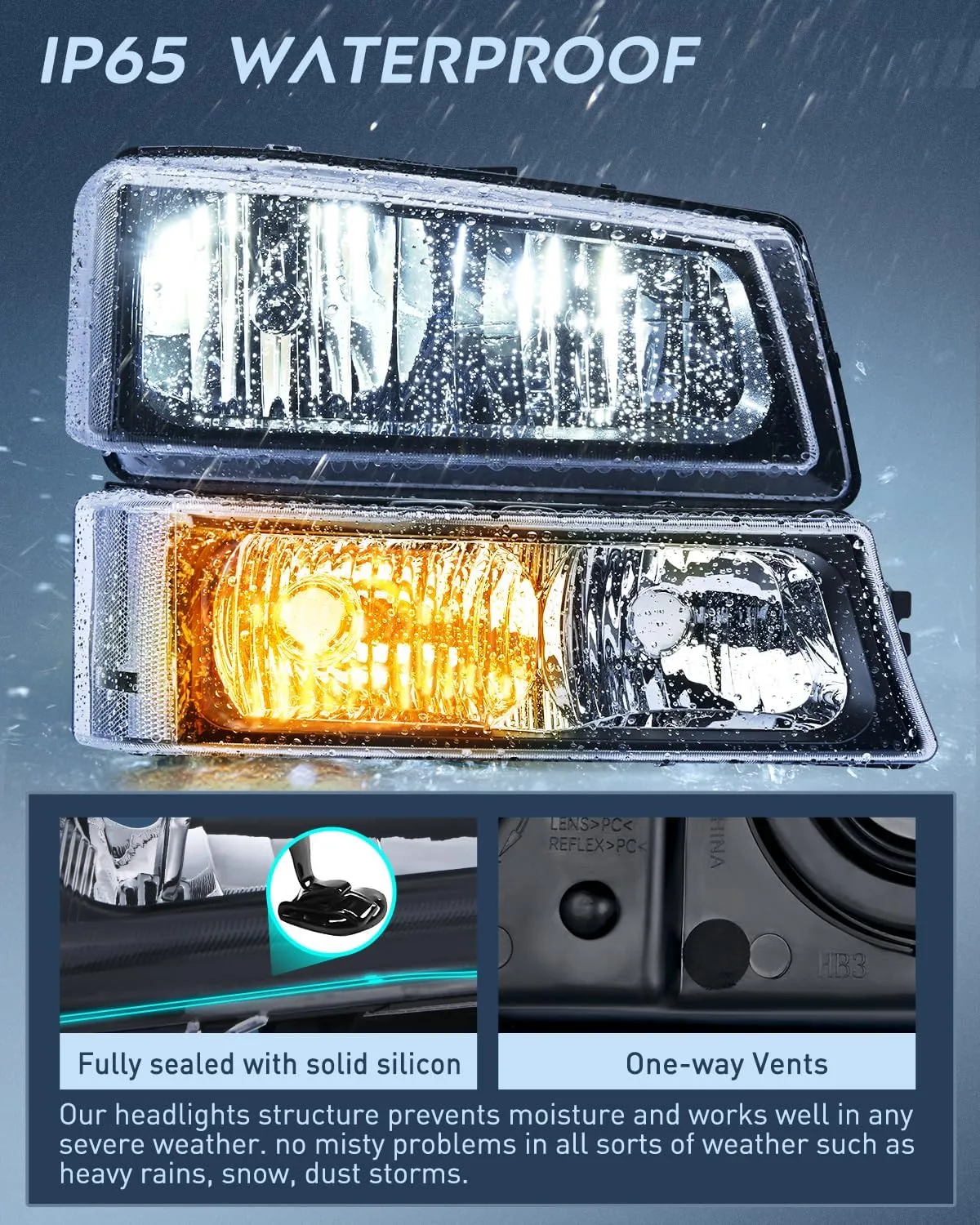 Nilight Headlight Assembly for 2003 2004 2005 2006 Chevy Silverado Avalanche 1500 1500HD 2500 2500HD 3500 Chevrolet Pickup Replacement Headlamp Housing Bumper Lamp Set