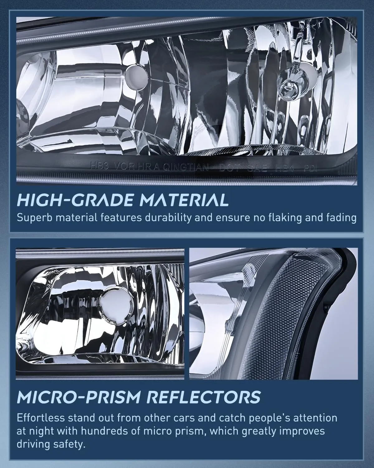 Nilight Headlight Assembly for 2003 2004 2005 2006 Chevy Silverado Avalanche 1500 1500HD 2500 2500HD 3500 Chevrolet Pickup Replacement Headlamp Housing Bumper Lamp Set