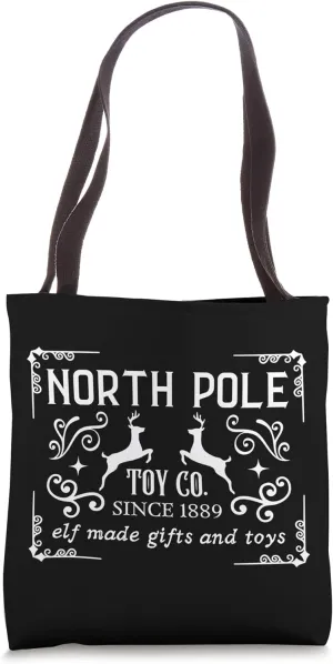 North Pole Toy Co. Vintage Christmas Sign Tee Tote Bag