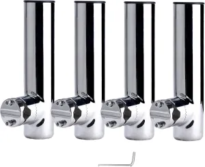 NovelBee 4pcs Fishing Rod Holders with Lower Clamp,Stainless Steel Fishing Pole Rod Holders Clamp-On Mounting for Rails 7/8" to 1"