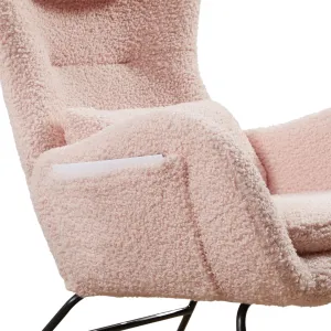 Nursery Pink Rocking Chair Glider Accent Chairs with High Backrest