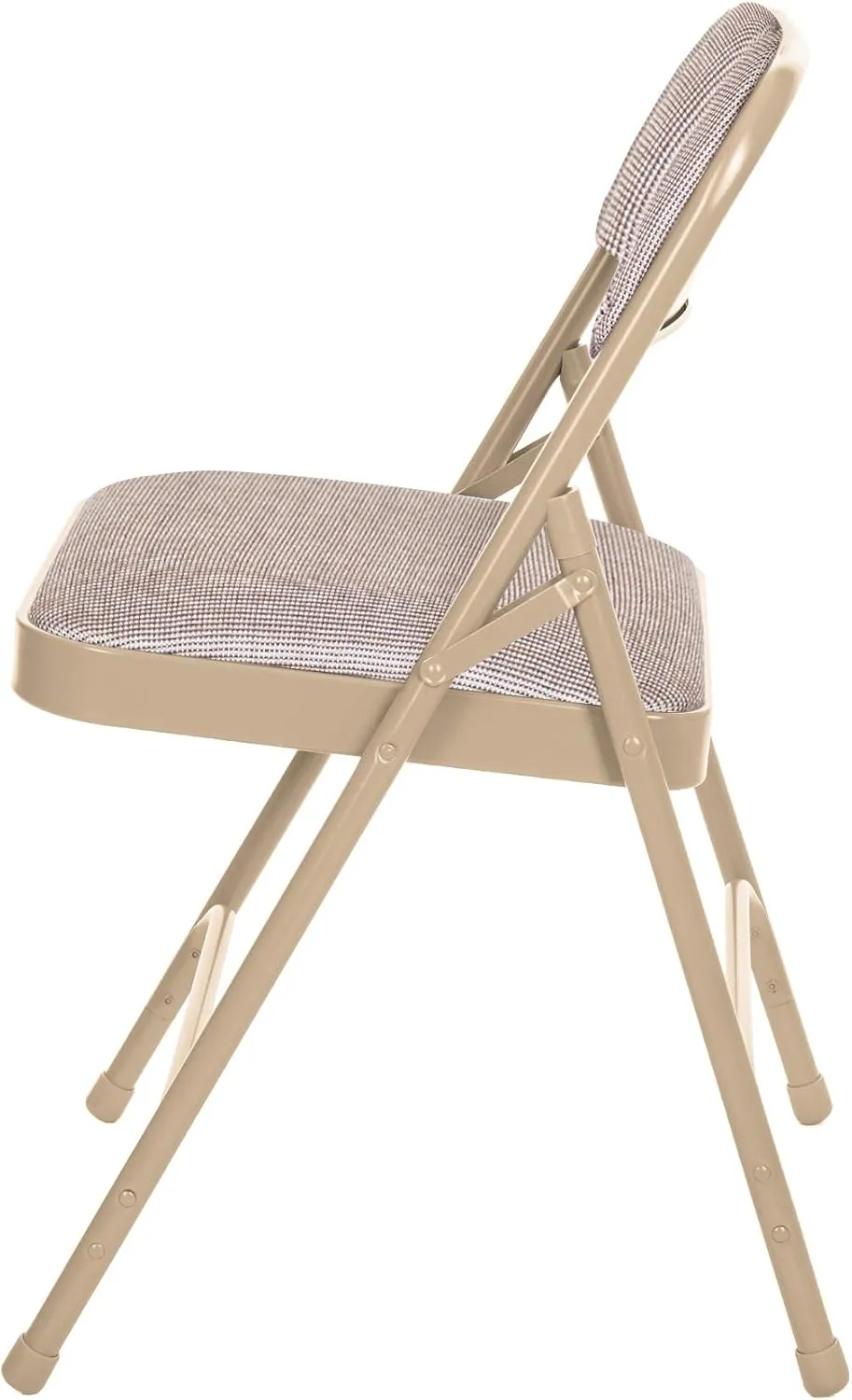 OEF Furnishings Deluxe Fabric Upholstered Double Hinge Premium Folding Chairs, Beige