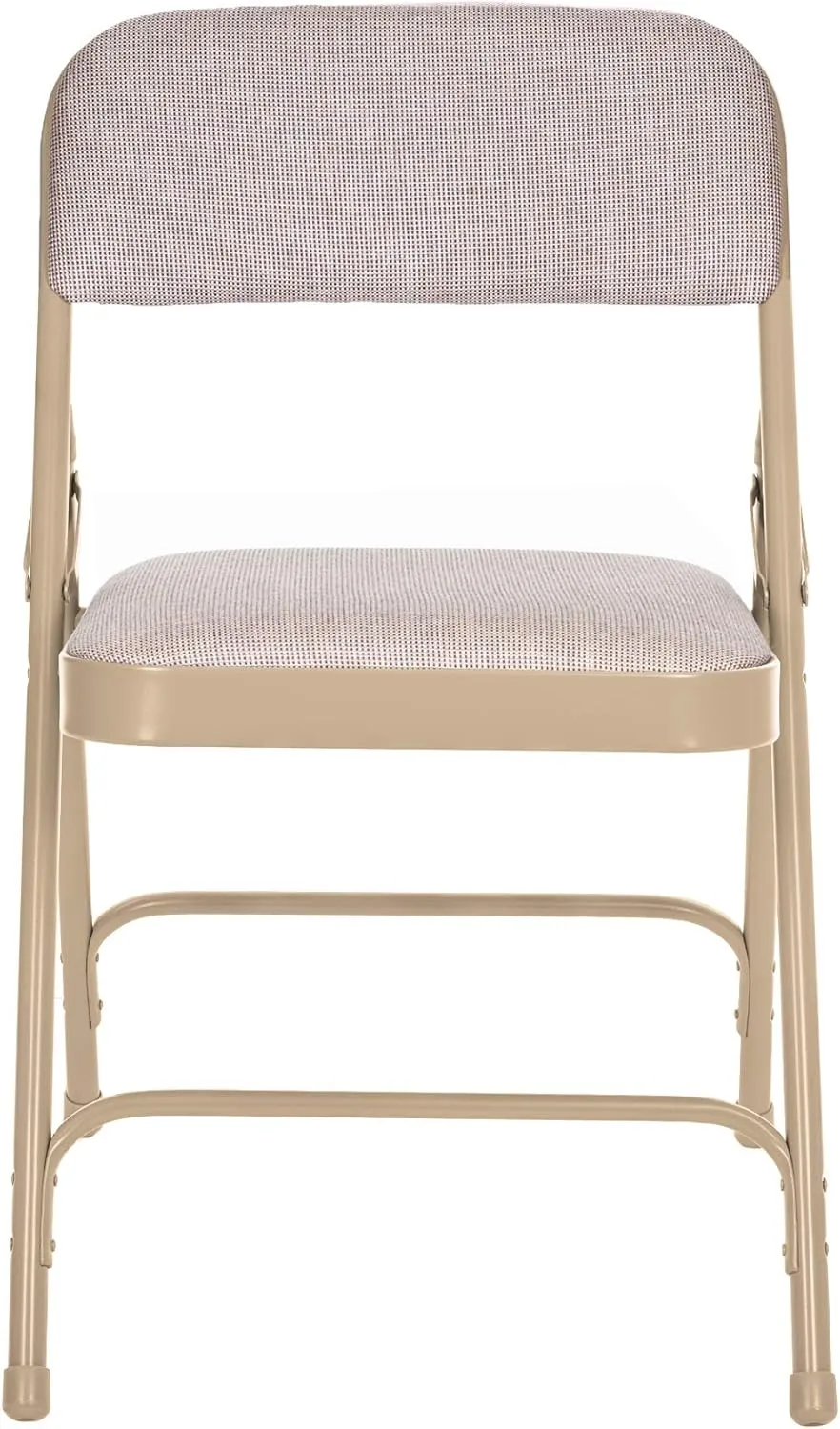 OEF Furnishings Deluxe Fabric Upholstered Double Hinge Premium Folding Chairs, Beige