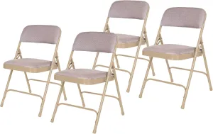 OEF Furnishings Deluxe Fabric Upholstered Double Hinge Premium Folding Chairs, Beige