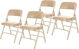 OEF Furnishings Premium Vinyl Upholstered Folding Chair, Beige - Comfortable & Durable with Steel Frame Support