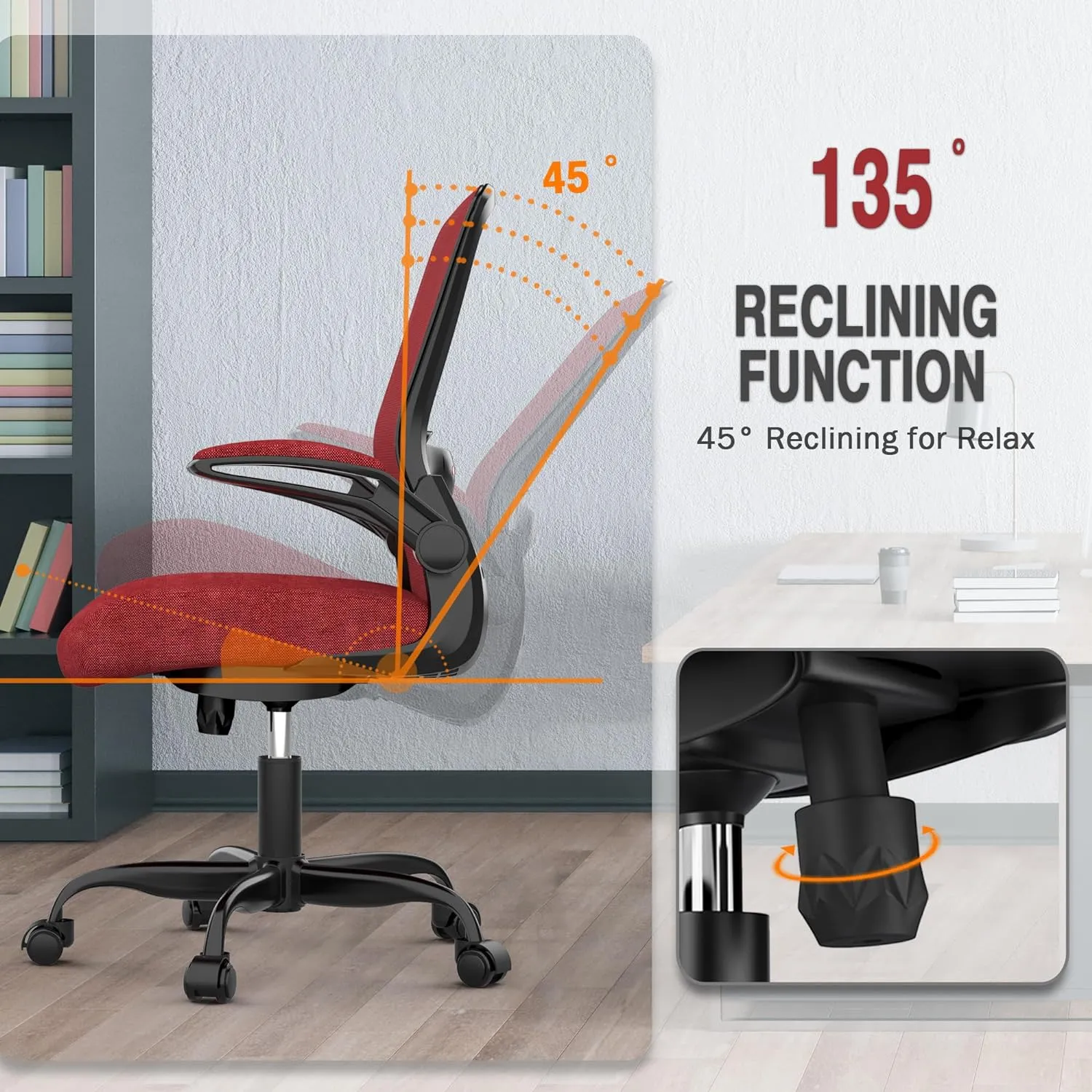 Office Chair, Ergonomic Desk Chair with Adjustable Lumbar Support, High Back Mesh Computer Chair with Flip-up Armrests-BIFMA Passed Task Chairs, Executive Chair for Home Office