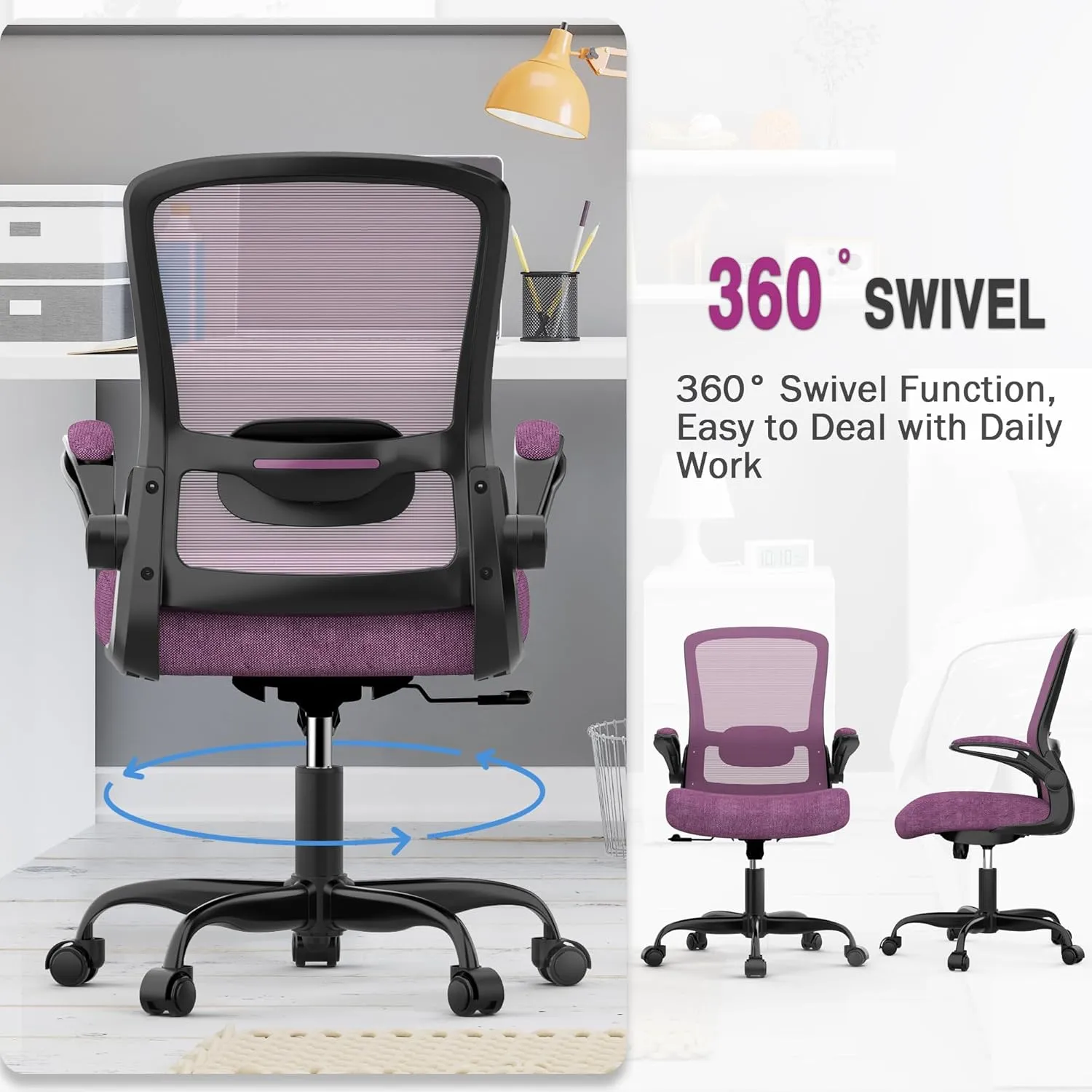 Office Chair, Ergonomic Desk Chair with Adjustable Lumbar Support, High Back Mesh Computer Chair with Flip-up Armrests-BIFMA Passed Task Chairs, Executive Chair for Home Office