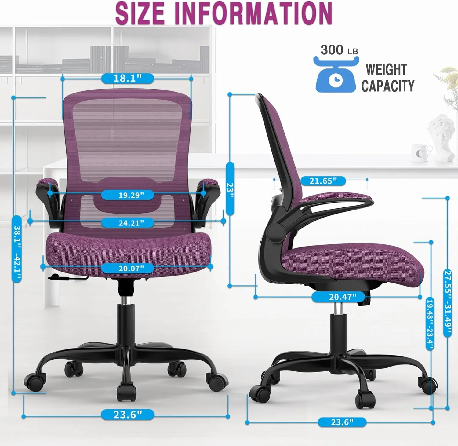 Office Chair, Ergonomic Desk Chair with Adjustable Lumbar Support, High Back Mesh Computer Chair with Flip-up Armrests-BIFMA Passed Task Chairs, Executive Chair for Home Office