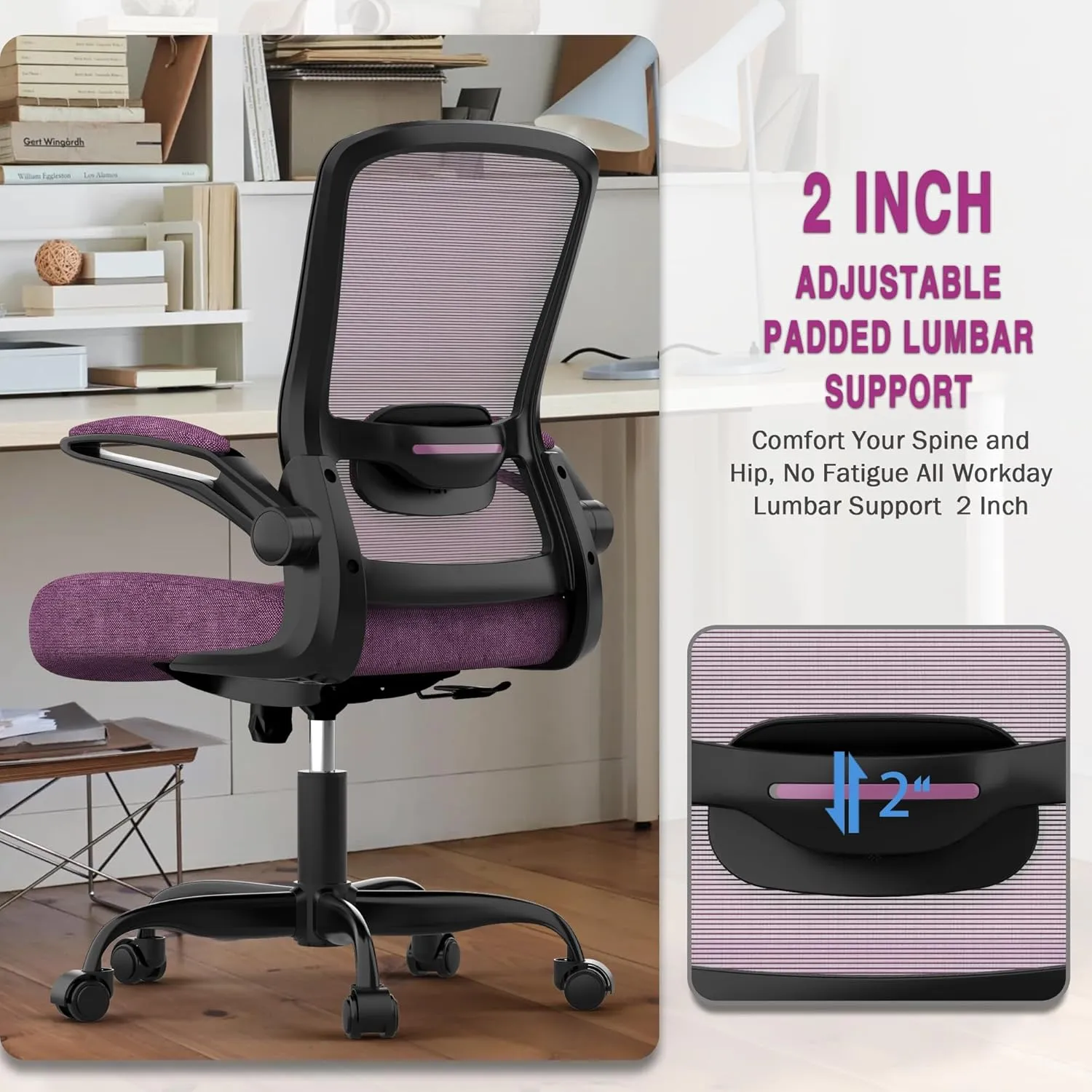 Office Chair, Ergonomic Desk Chair with Adjustable Lumbar Support, High Back Mesh Computer Chair with Flip-up Armrests-BIFMA Passed Task Chairs, Executive Chair for Home Office
