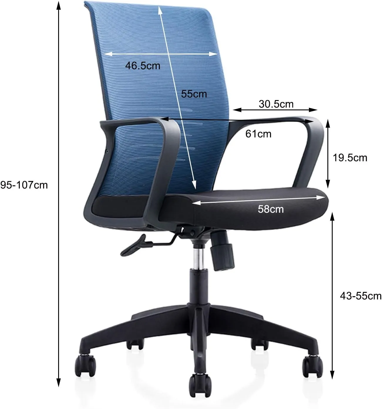 Office Chair Ergonomic Office Chair with Armrest Arms and Back Support, Breathable Mesh Design and Padded Seat Cushion, Height Adjustable