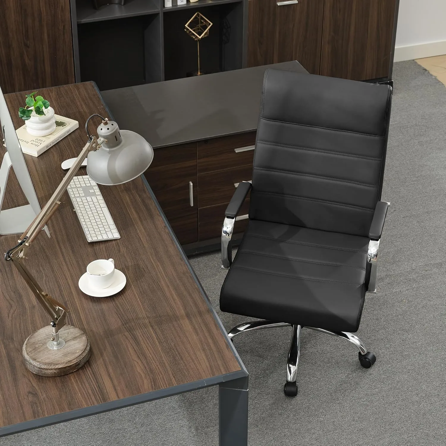 Office Desk Chair,Modern Leather Conference Room Chairs,High Back Ergonomic Home ofiice Chair,Adjustable Height Swivel Executive Computer Chair with Padded Seat and Armrest