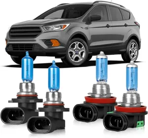 OQSNCV Fit for Ford Escape (2013-2023) Halogen Headlight Bulbs, 9005 High Beam   H11 Low Beam Headlamp Replacement Bulbs Kit 100W 4200K, Pack of 4
