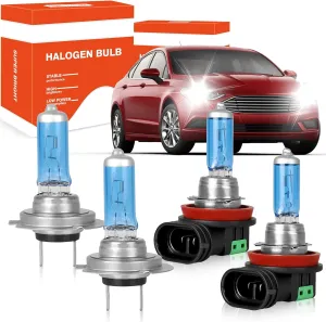 OQSNCV Fit for Ford Fusion (2006-2018) Halogen Bulbs, H7 High Beam  H11 Low Beam Light Headlamp Bulbs 55W, Pack of 4
