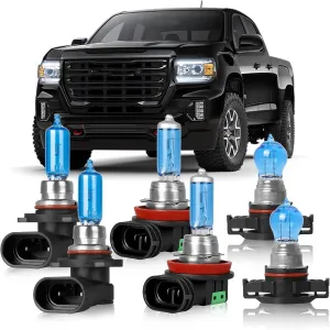 OQSNCV Fit for GMC Canyon (2015-2022) Halogen Headlight Bulbs, 9005 High Beam  H11 Low Beam  5202 Fog Light Headlamp Replacement Bulbs Kit, Pack of 6