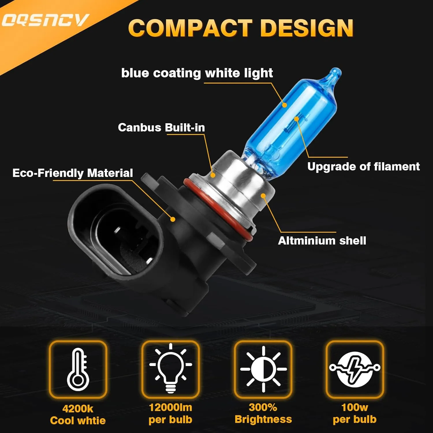 OQSNCV Fit for GMC Canyon (2015-2022) Halogen Headlight Bulbs, 9005 High Beam  H11 Low Beam  5202 Fog Light Headlamp Replacement Bulbs Kit, Pack of 6