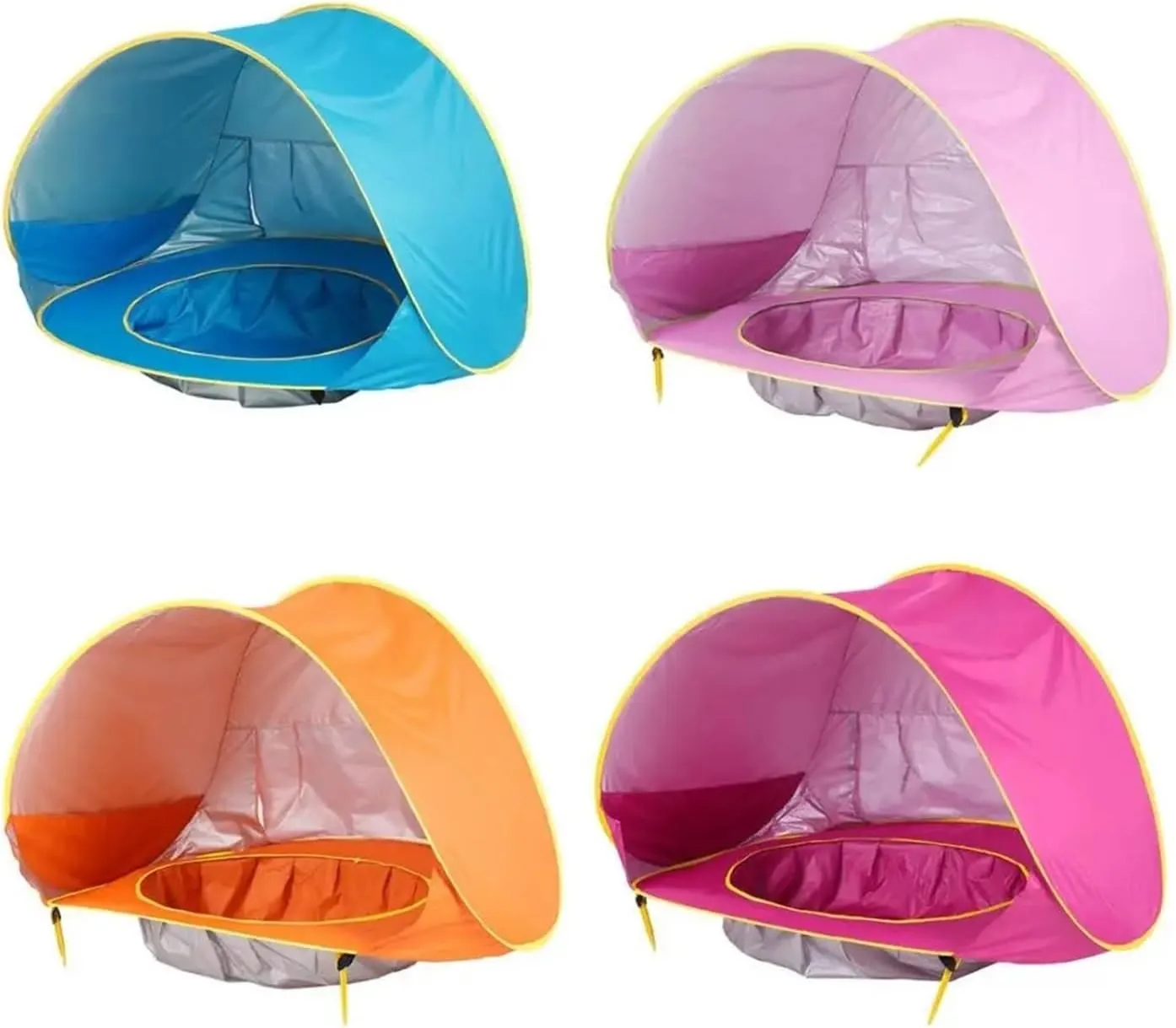 Orange Beach Tent - Sun Shelter with UV-Blocking Canopy and Mesh Walls, 10 sq ft