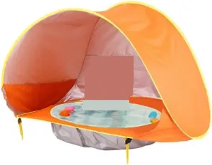 Orange Beach Tent - Sun Shelter with UV-Blocking Canopy and Mesh Walls, 10 sq ft