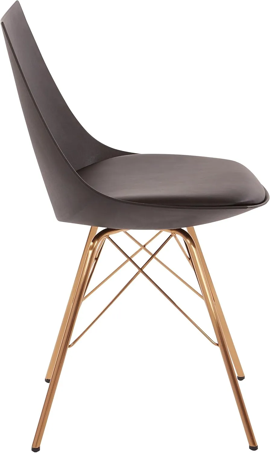 OSP Home Furnishings Oakley Mid-Century Modern Bucket Dining Chair with Faux Leather Padded Seat, Black