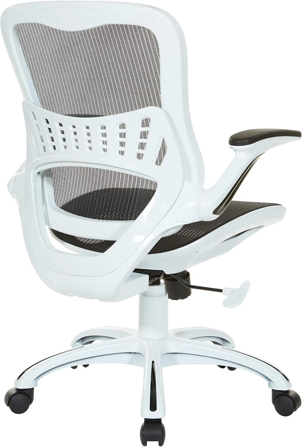 OSP Home Furnishings Riley Ventilated Manager's Office Desk Chair with Breathable Mesh Seat and Back, White Base with Black