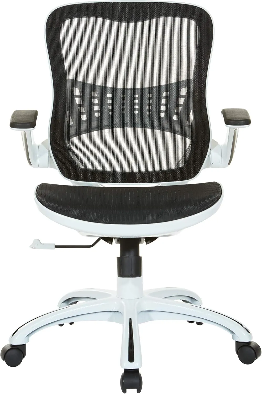 OSP Home Furnishings Riley Ventilated Manager's Office Desk Chair with Breathable Mesh Seat and Back, White Base with Black